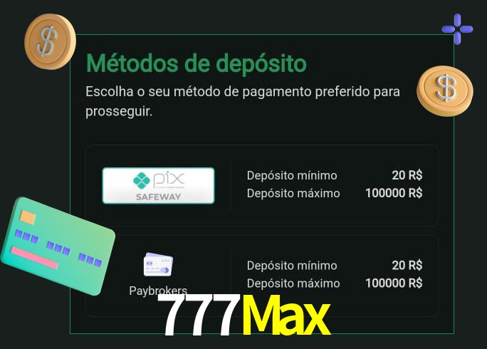 O cassino 777Max oferece uma grande variedade de métodos de pagamento